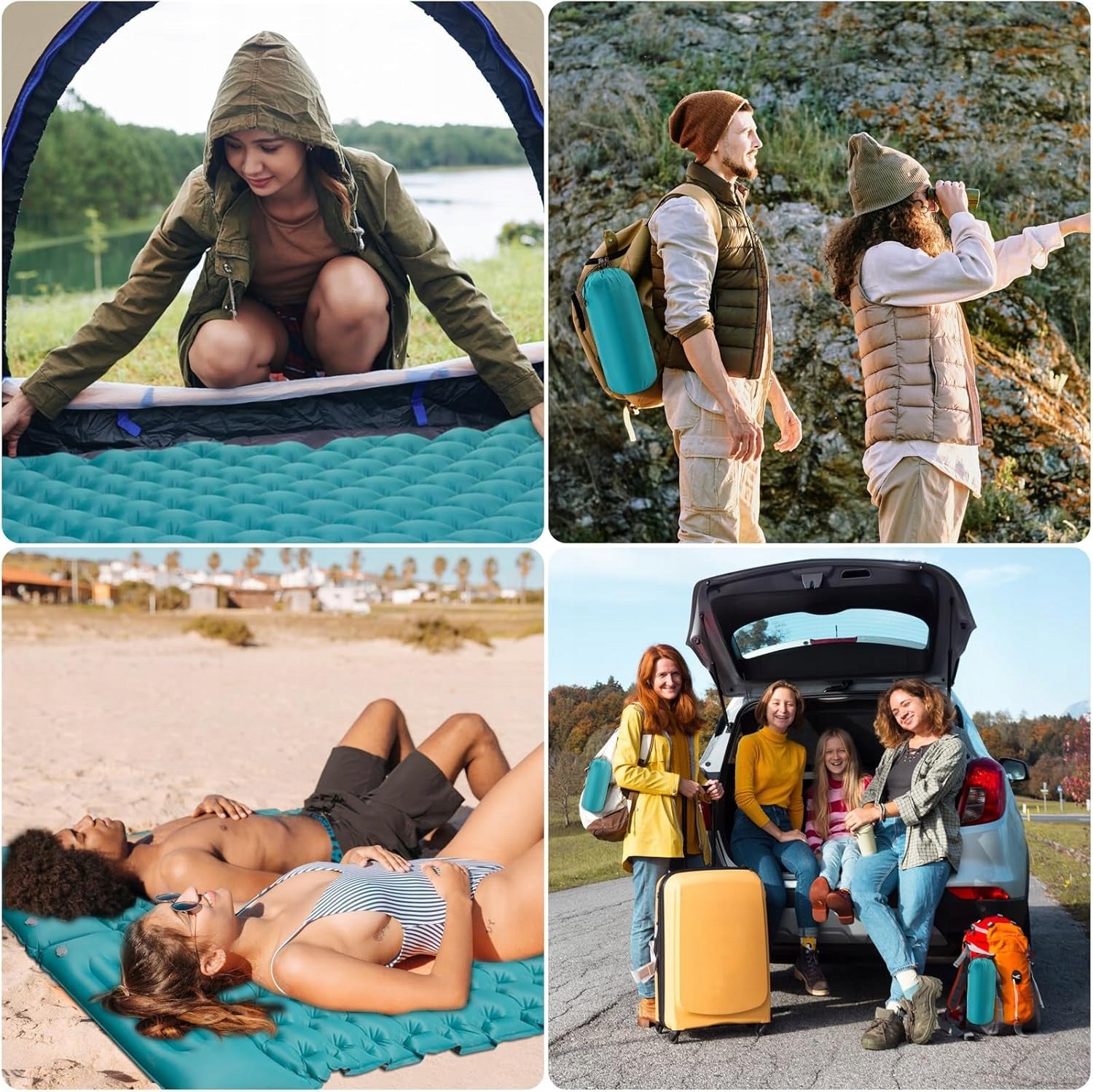 DOUBLE INFLATABLE SLEEPING MAT WITH BUILT-IN FOOT PUMP PORTABLE Manufacturer code 958GG7