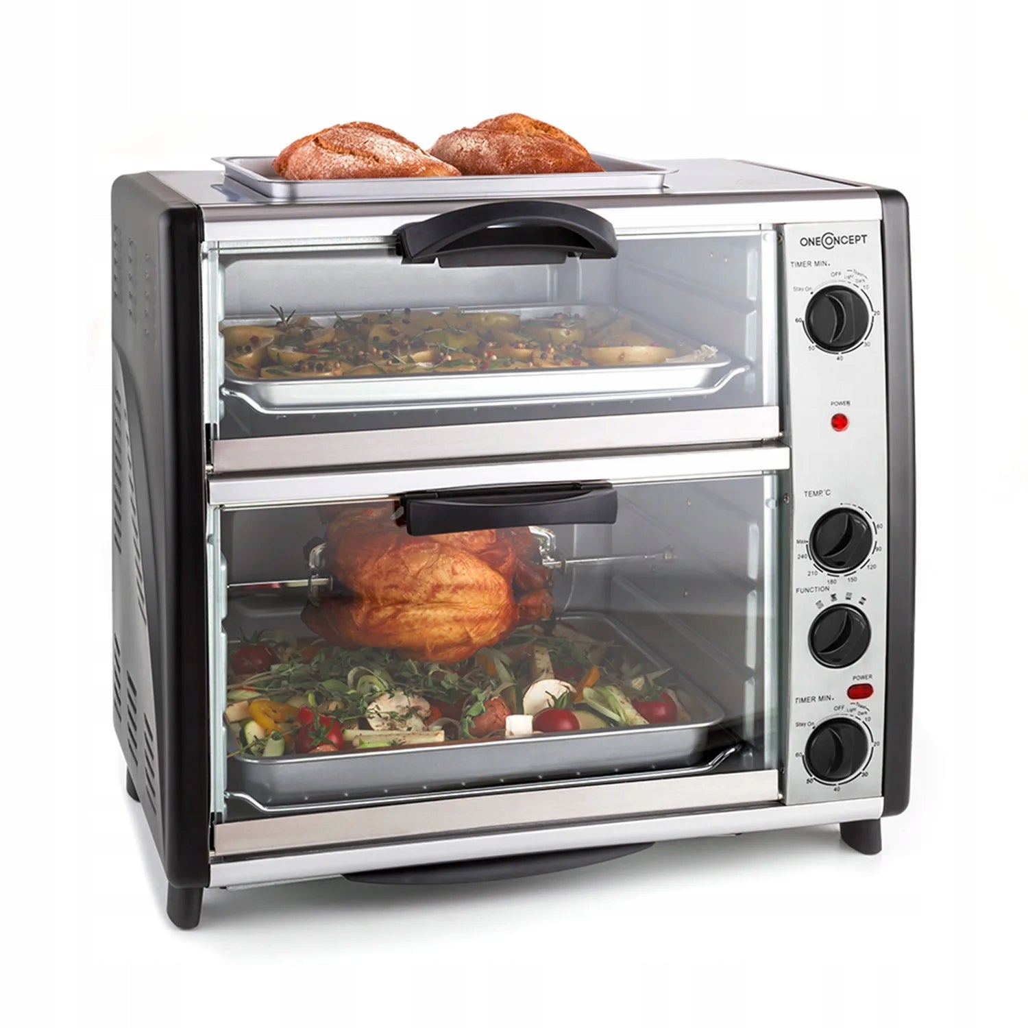 DOUBLE MINI ELECTRIC OVEN KLARSTEIN 2400W GRILL PLATE SPIT