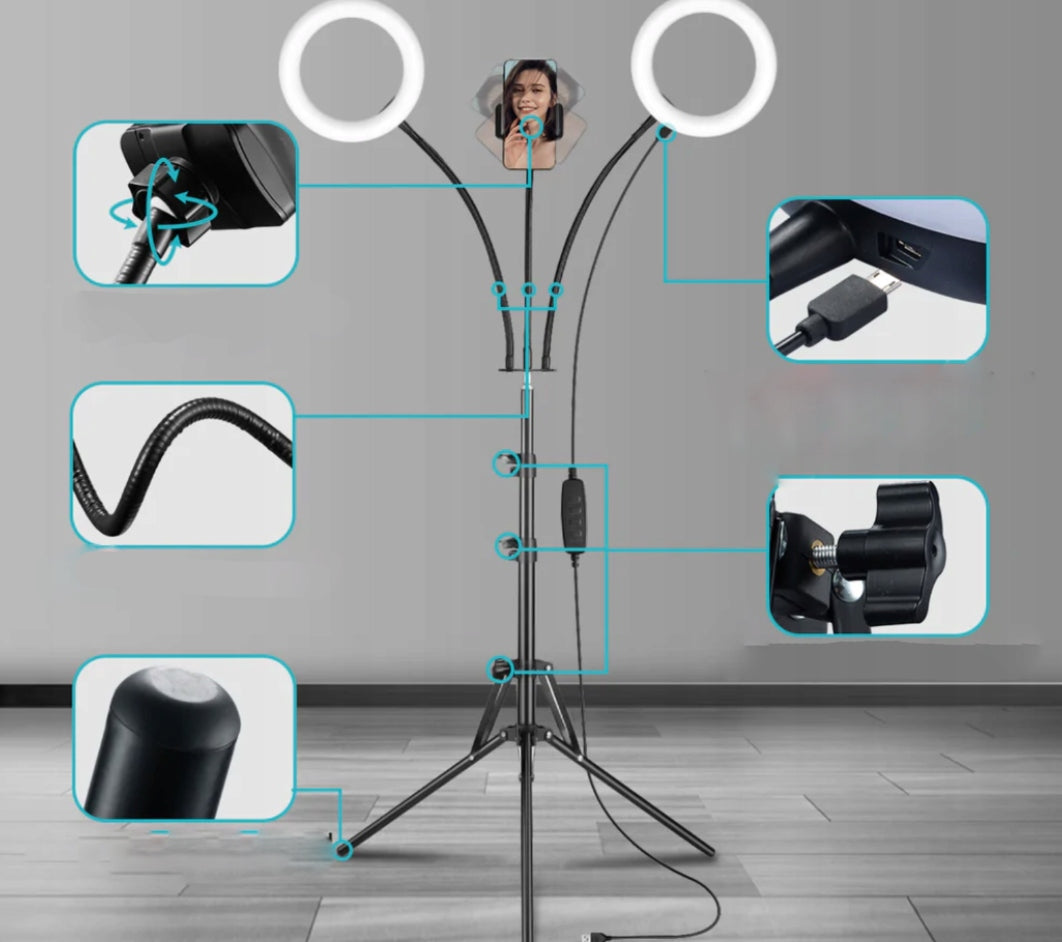 DOUBLE RING LAMP LED SELFIE TRIPOD 8'' EAN (GTIN) 5010266373782
