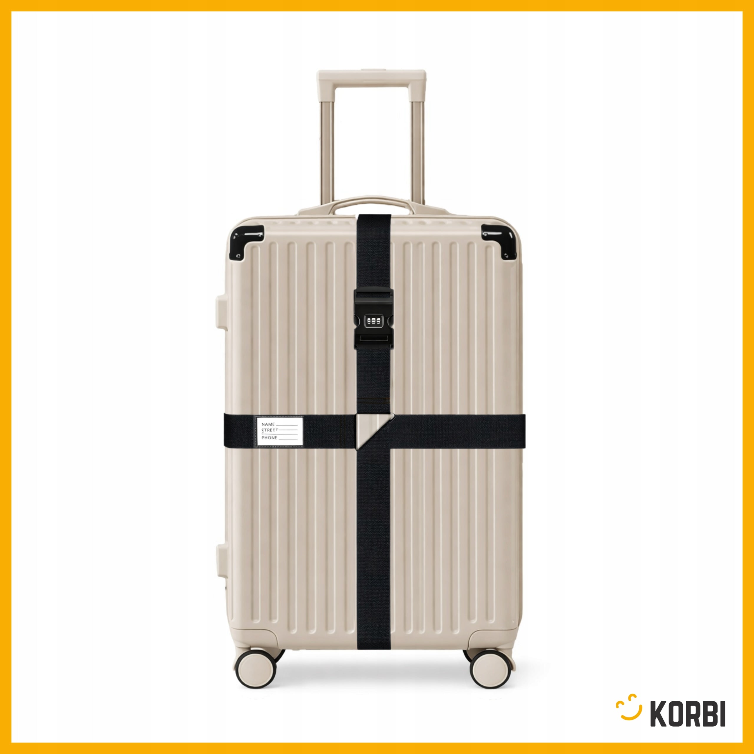 DOUBLE SECURITY BELT FOR SUITCASE LUGGAGE TRAVEL CODE BLACK Brand Korbi