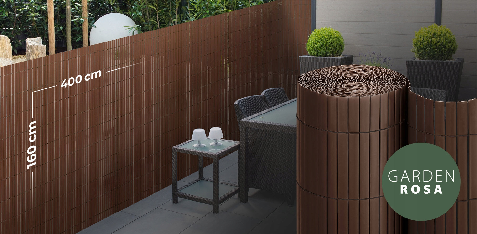 DOUBLE-SIDED BALCONY MAT BALCONY COVER TERRACE BROWN PVC 160x400 cm Packaging status original