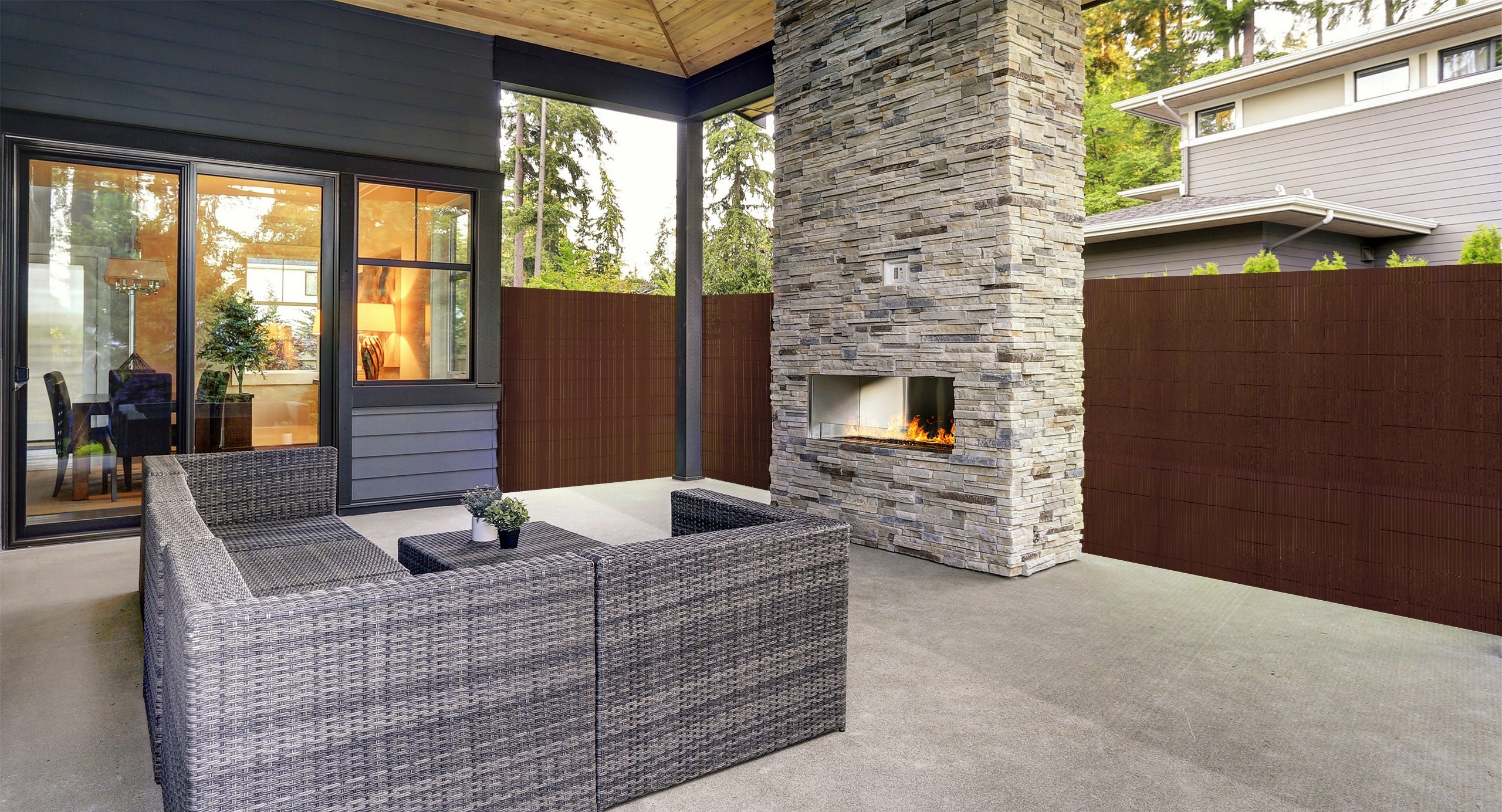 DOUBLE-SIDED BALCONY MAT BALCONY COVER TERRACE BROWN PVC 160x400 cm Product width 160 cm