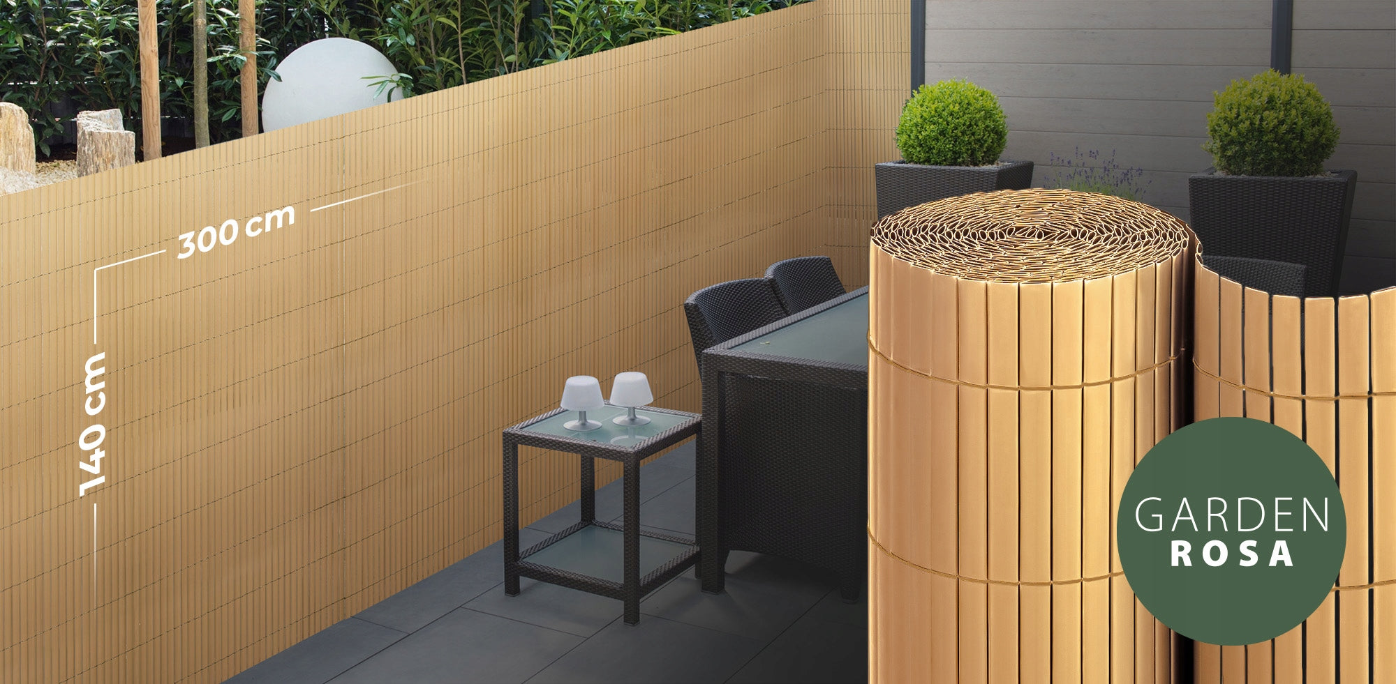 DOUBLE-SIDED BALCONY MAT BALCONY COVER TERRACE FENCE PVC 140x300 cm Packaging status original