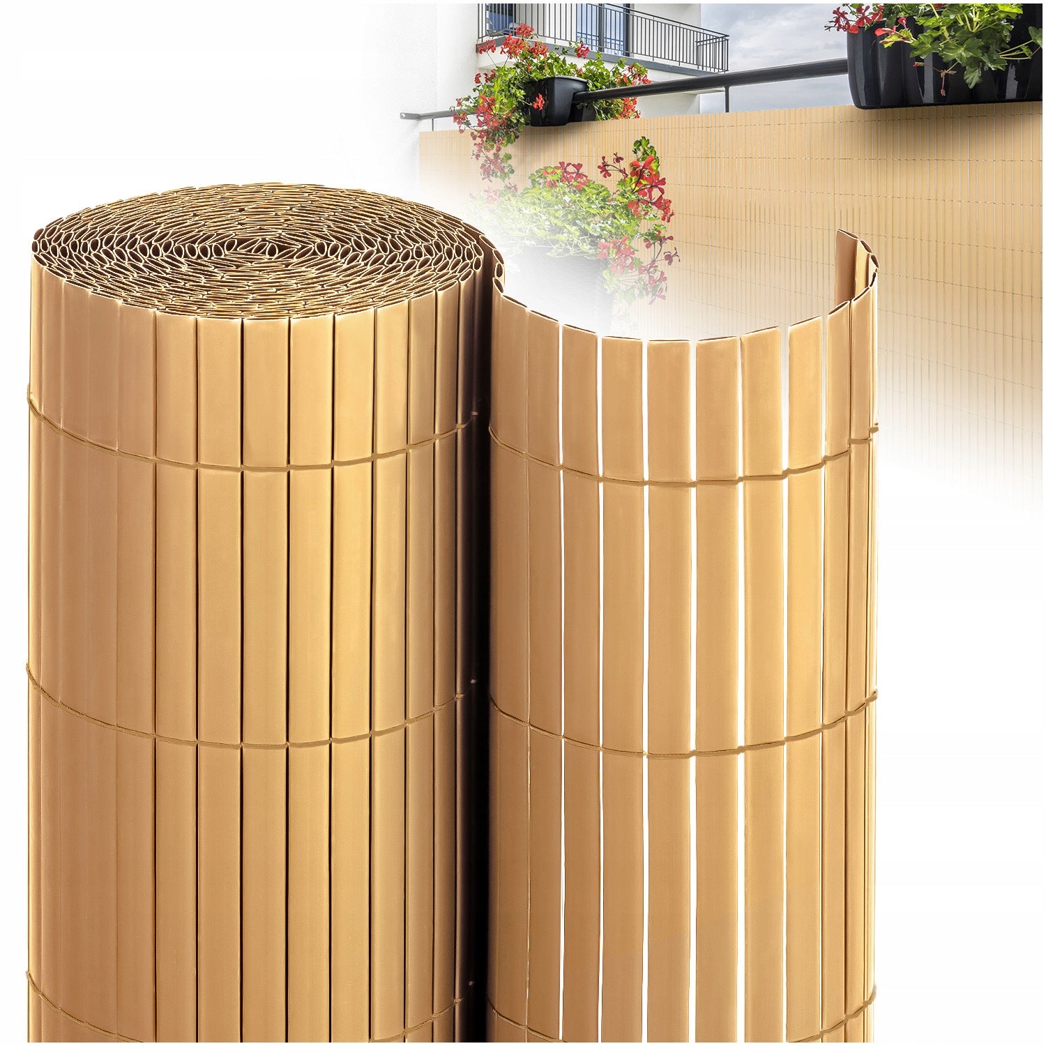 DOUBLE-SIDED BALCONY MAT BALCONY COVER TERRACE FENCE PVC 140x300 cm