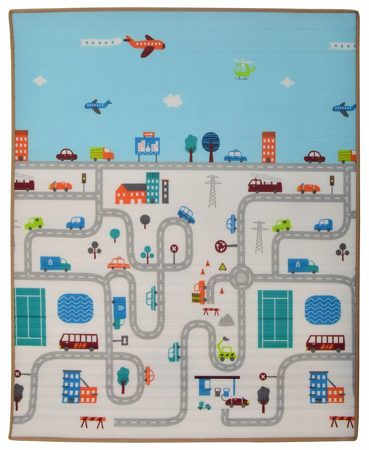 DOUBLE-SIDED EDUCATIONAL FOAM MAT 180X150CM THICK 2CM STREETS ANIMALS