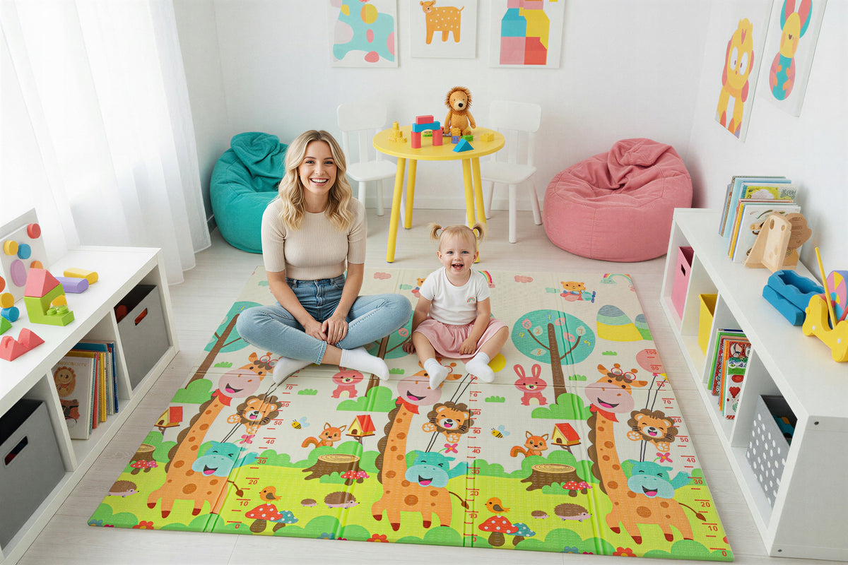 DOUBLE-SIDED FOAM MAT GIRAFFES LARGE 180x200 CM FOLDING THICK 1 CM 0+ Material other