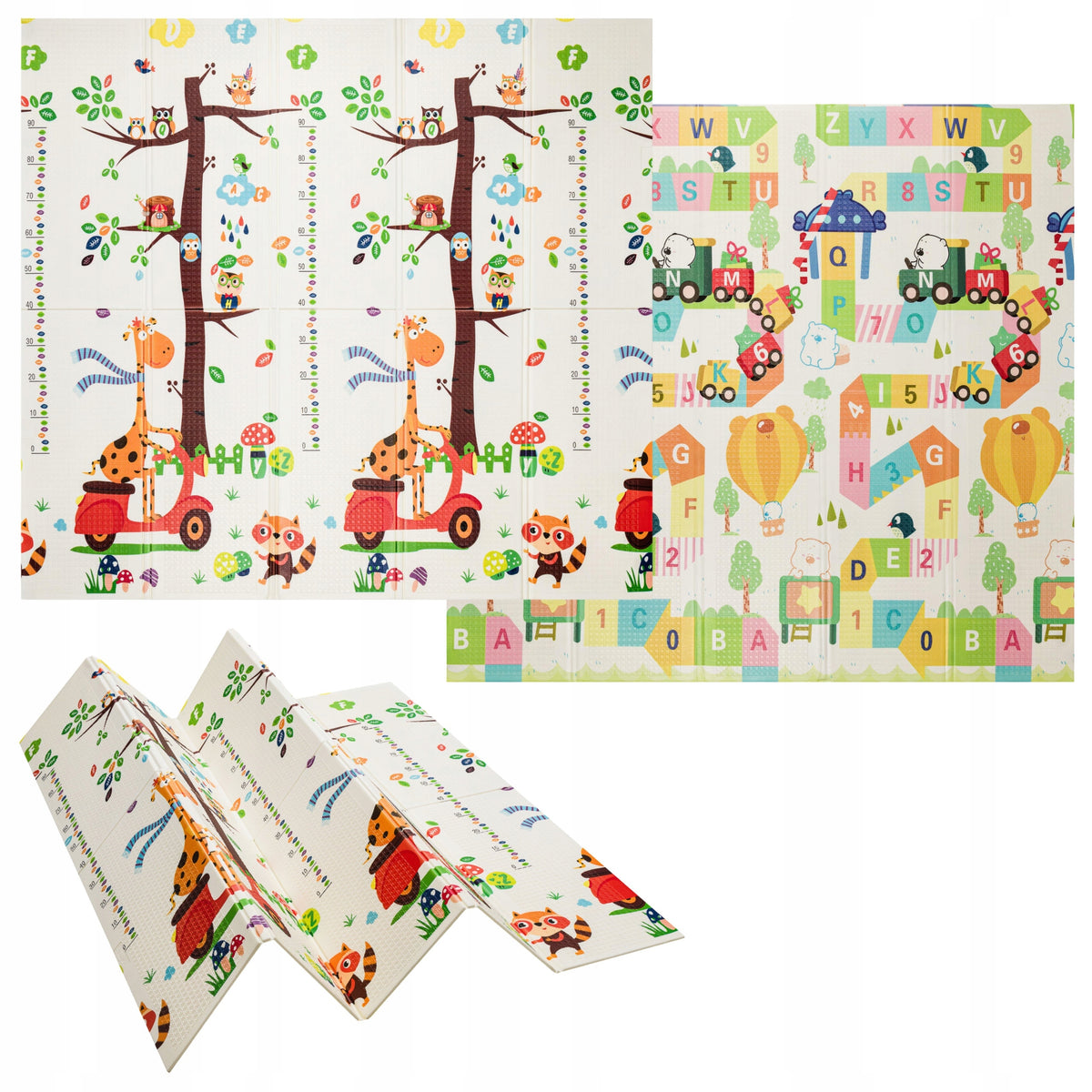 DOUBLE SIDED FOLDING FOAM EDUCATIONAL MAT FOR CHILDREN GIRAFFE 180×200 XPE