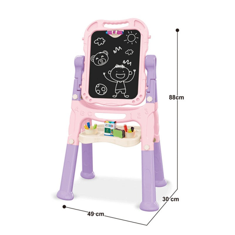 DOUBLE SIDED MAGNETIC CHALKBOARD 48 ELEMENTS FOR KIDS PINK Packaging status original