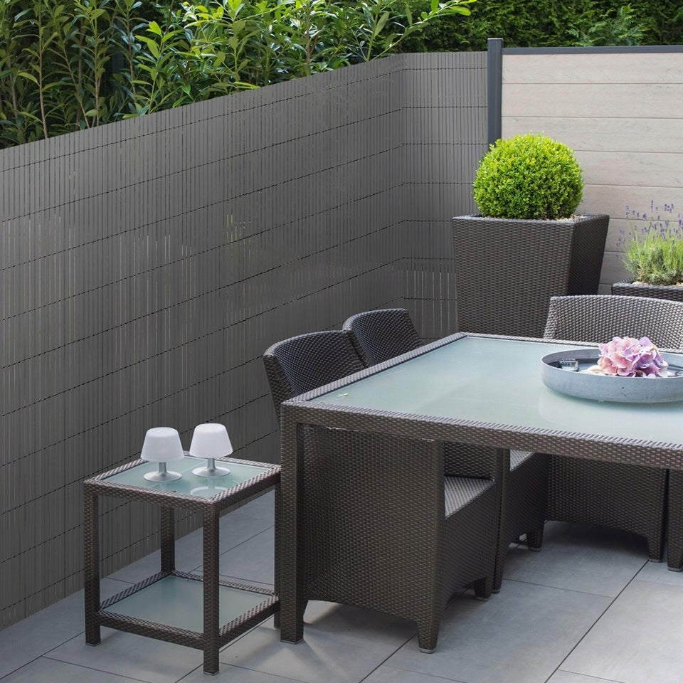 DOUBLE-SIDED PVC BALCONY MAT 100x500 cm BALCONY COVER TERRACE GREY Main material PVC