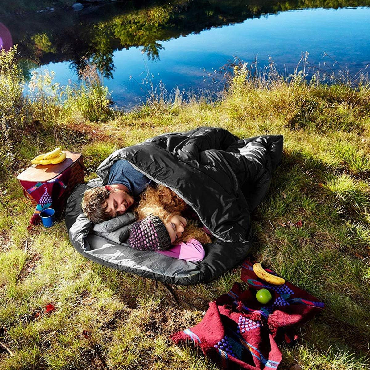 DOUBLE SLEEPING BAG HIKING DOUBLE WINTER WARM DUVET 220x150cm XXL Packaging status original