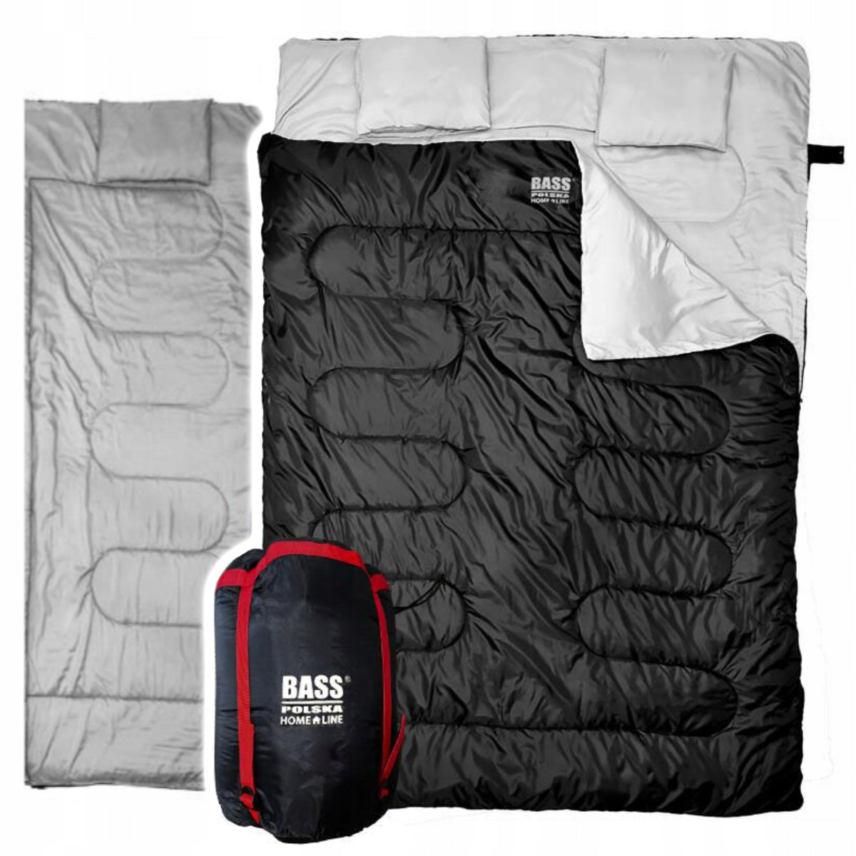 DOUBLE TOURIST SLEEPING BAG 220X150CM WINDPROOF BASS Poland