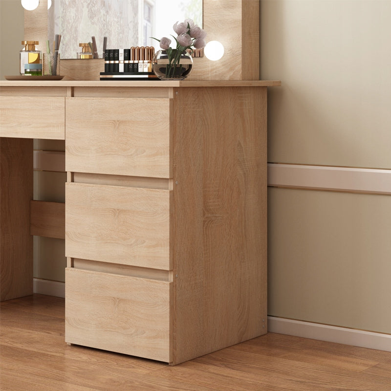 DRESSING TABLE COSMETIC LED LIGHTING SONOMA OAK 4 DRAWERS BEDROOM BROWN Brand Muvu