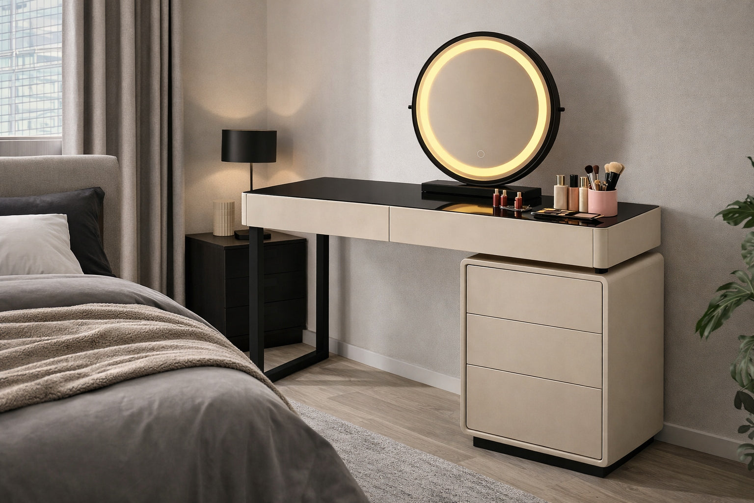 DRESSING TABLE COSMETIC LED Mirror Lighting Pouf White Black Makeup Home Brand no brand