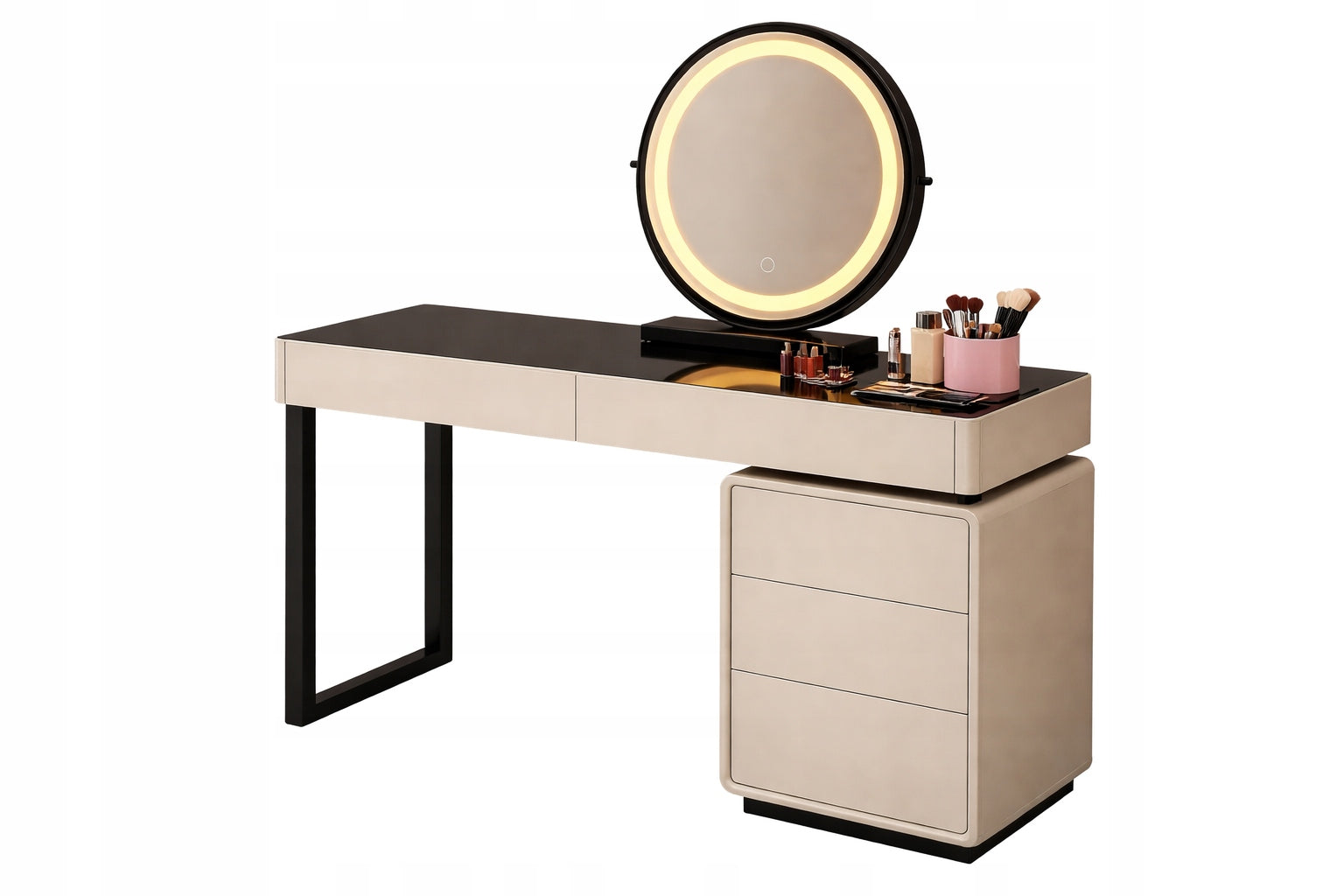 DRESSING TABLE COSMETIC LED Mirror Lighting Pouf White Black Makeup Home Packaging status original