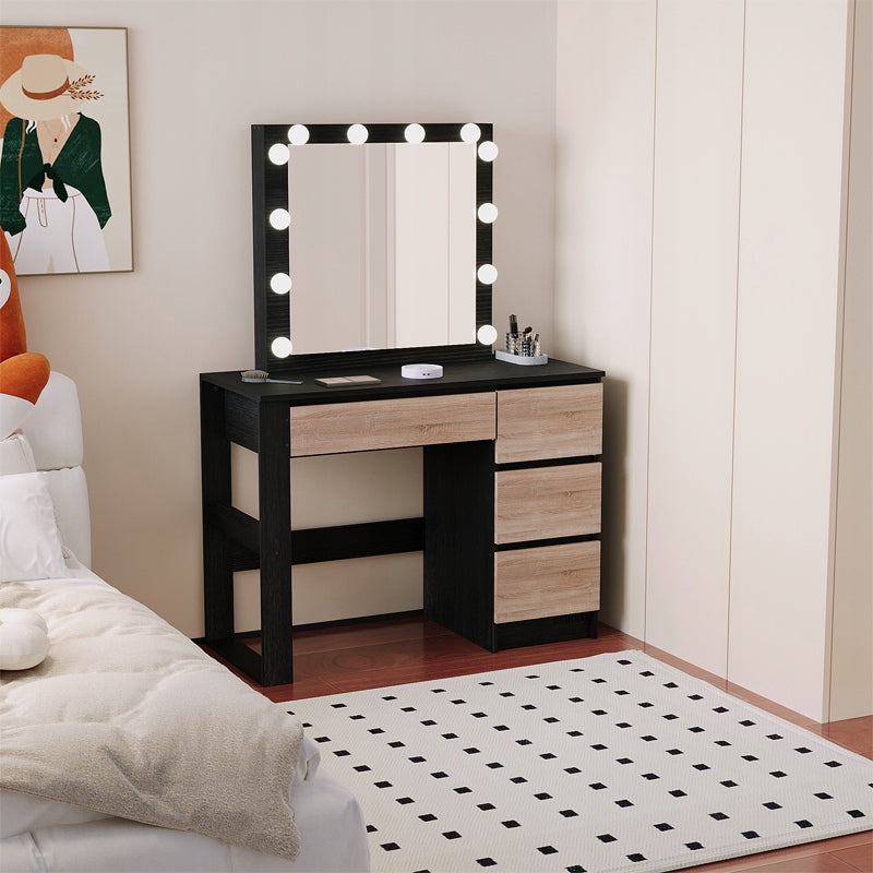 DRESSING TABLE COSMETIC MAKEUP WITH MIRROR LED MODERN BLACK LOFT Packaging status original