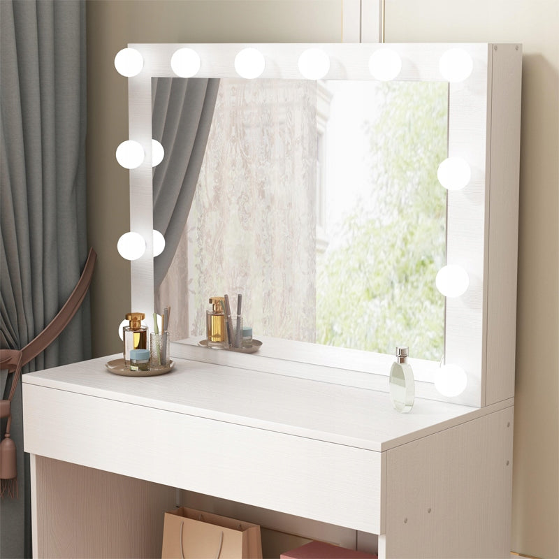 DRESSING TABLE COSMETIC MAKEUP WITH MIRROR LED MODERN LOFT GLAMOUR Furniture depth 40 cm