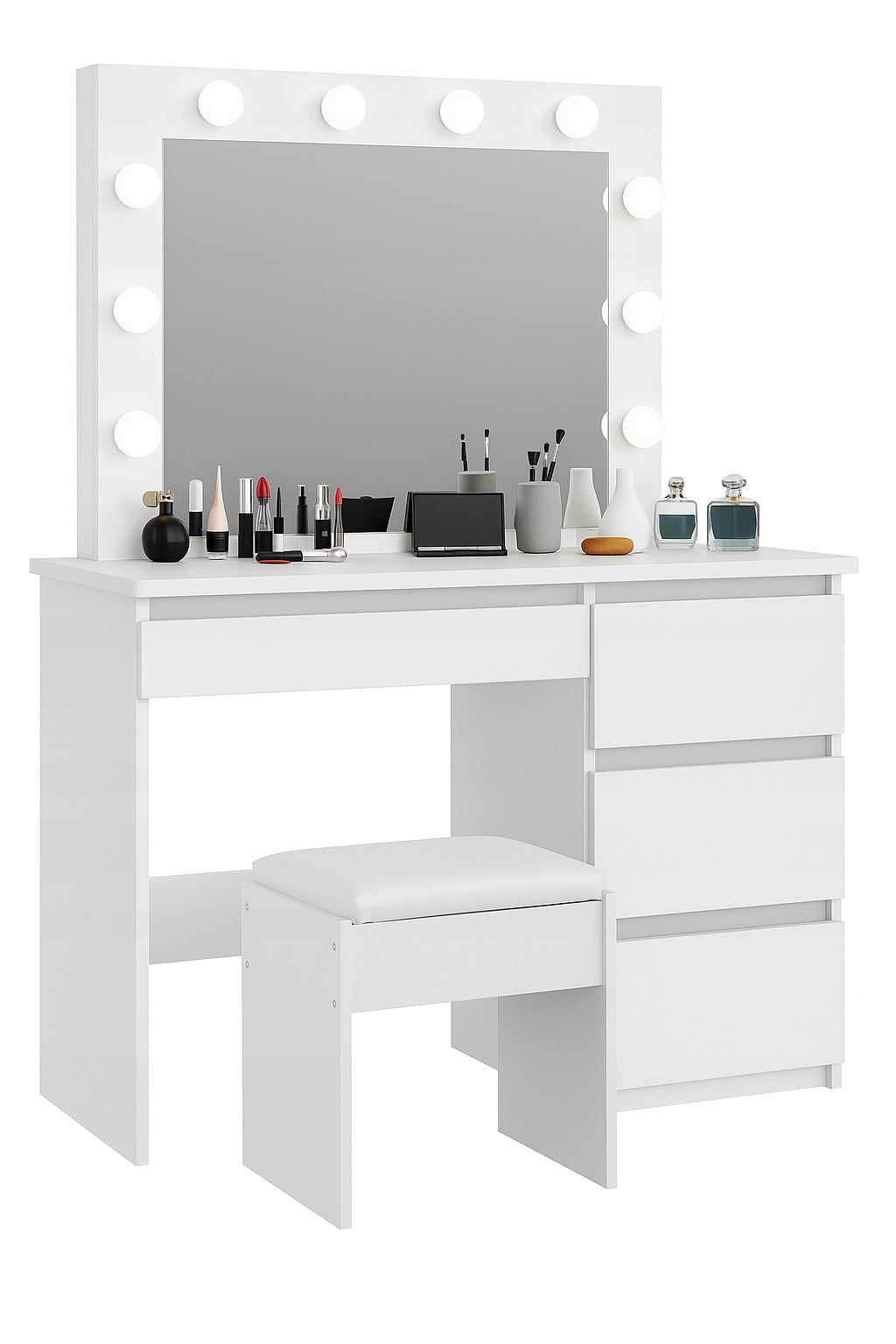 DRESSING TABLE COSMETIC MIRROR MAKE-UP LIGHTING HOLYWOOD+ CHAIR +12xLED 108 Brand Ten-Tech