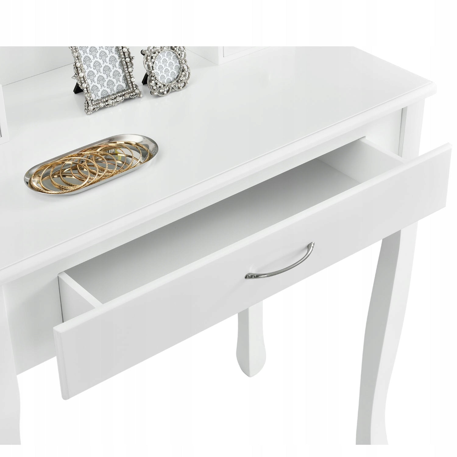 DRESSING TABLE COSMETIC WHITE WITH MIRROR + STOOL Furniture depth 40 cm
