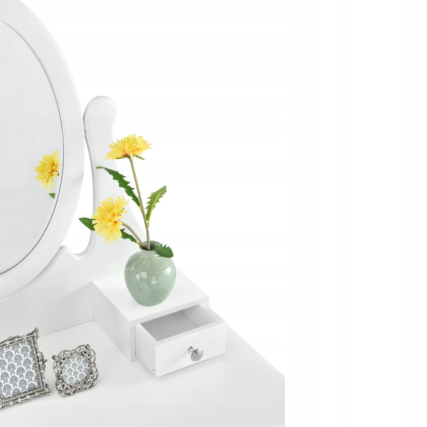 DRESSING TABLE COSMETIC WHITE WITH MIRROR + STOOL Manufacturer code gjyjhg