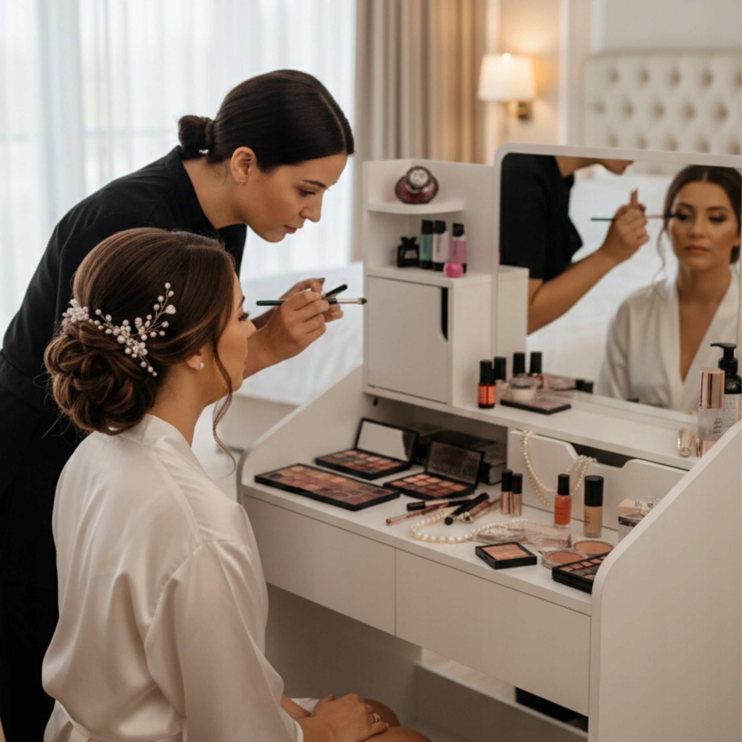 DRESSING TABLE COSMETIC WITH LARGE FUNFIT MIRROR WHITE WITH DRAWERS Packaging status original