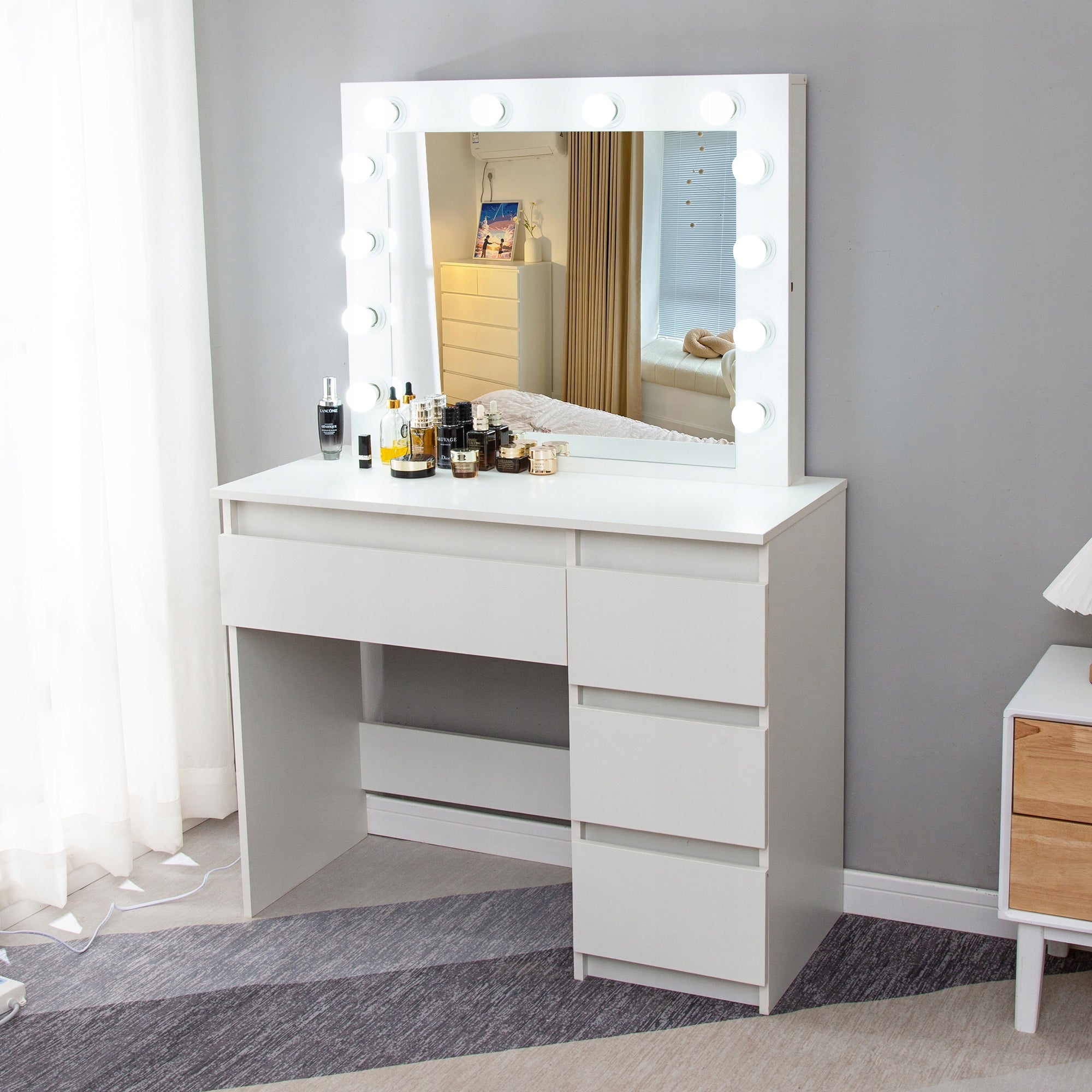 DRESSING TABLE COSMETIC WITH LED MIRROR ELDEN TK007 12 X WHITE HOLLYWOOD BULBS Brand no brand