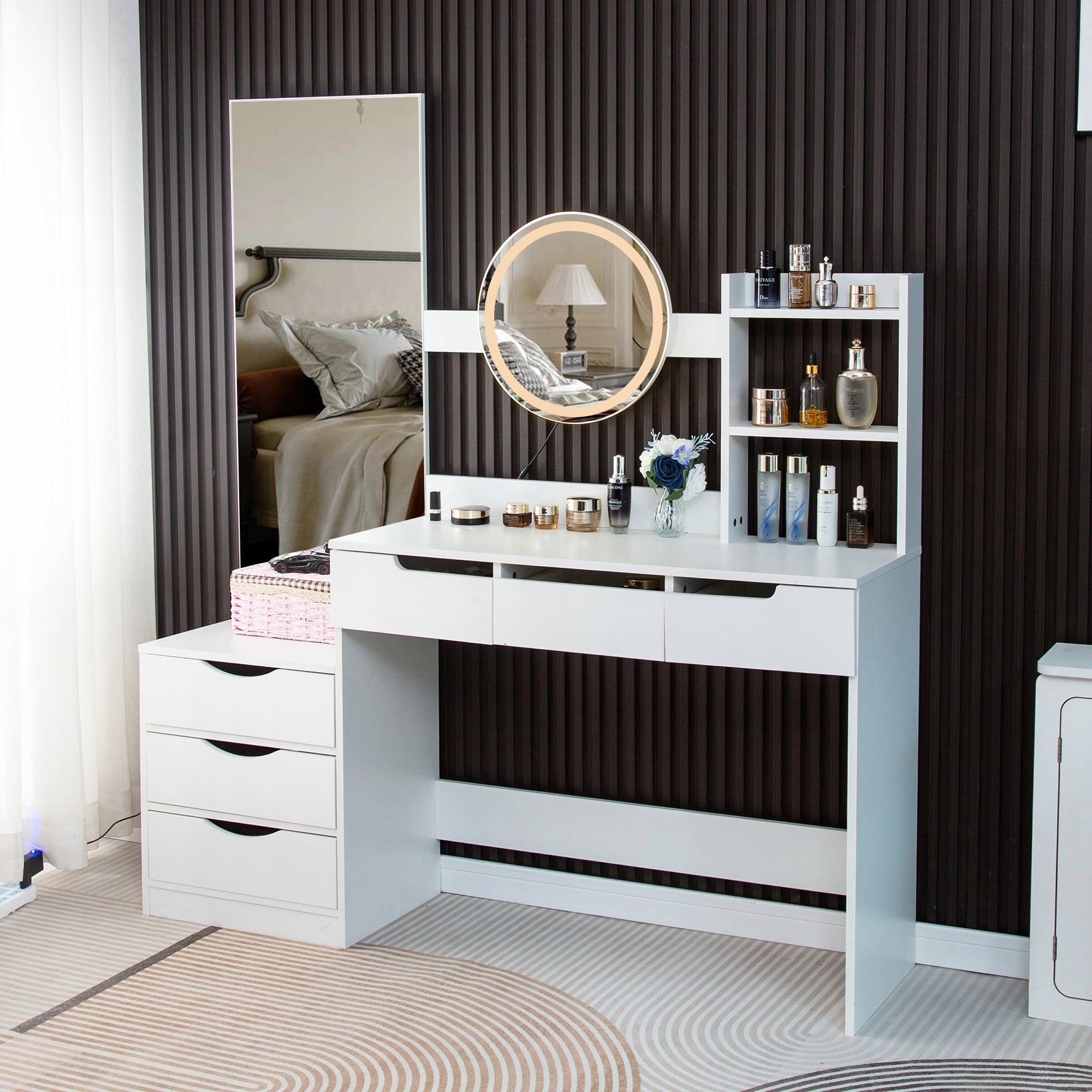 DRESSING TABLE COSMETIC WITH LED MIRROR ELDEN TK012 WHITE TWO MIRRORS THREE COLORS Manufacturer code 5906871018876