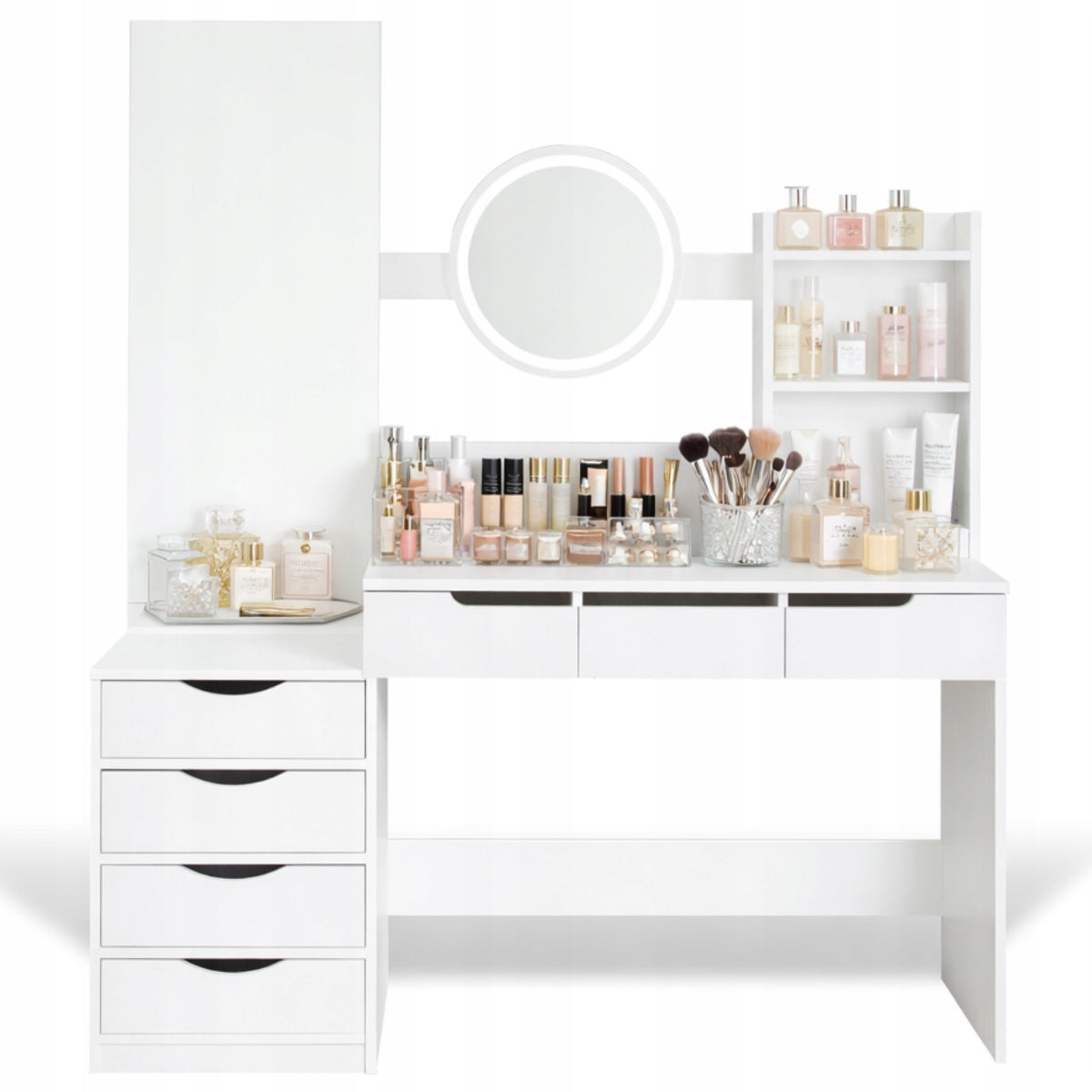 DRESSING TABLE COSMETIC WITH LED MIRROR ELDEN TK012 WHITE TWO MIRRORS THREE COLORS