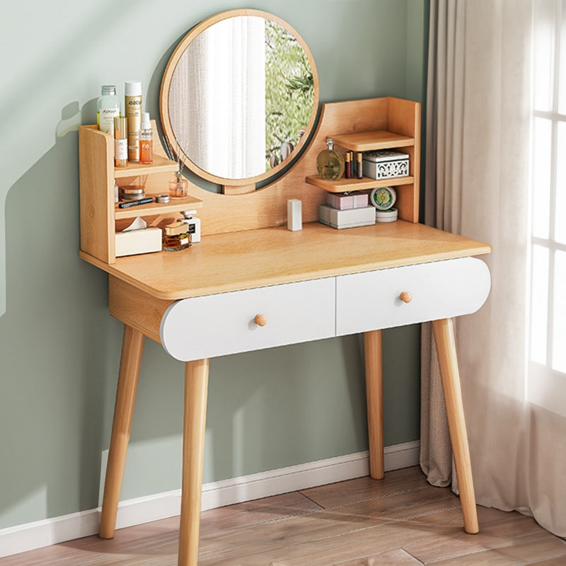 DRESSING TABLE COSMETIC WITH MAKEUP MIRROR LARGE WOODEN SCANDINAVIAN STYLE Furniture color white light beech