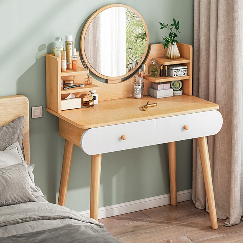 DRESSING TABLE COSMETIC WITH MAKEUP MIRROR LARGE WOODEN SCANDINAVIAN STYLE Furniture width 80 cm
