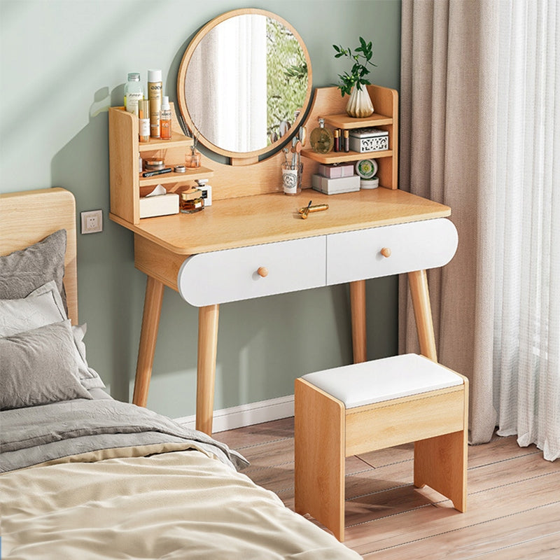 DRESSING TABLE COSMETIC WITH MAKEUP MIRROR LARGE WOODEN SCANDINAVIAN STYLE Manufacturer code TOALETKA KOSMETYCZNA Z LUSTREM DO MAKIJAŻU