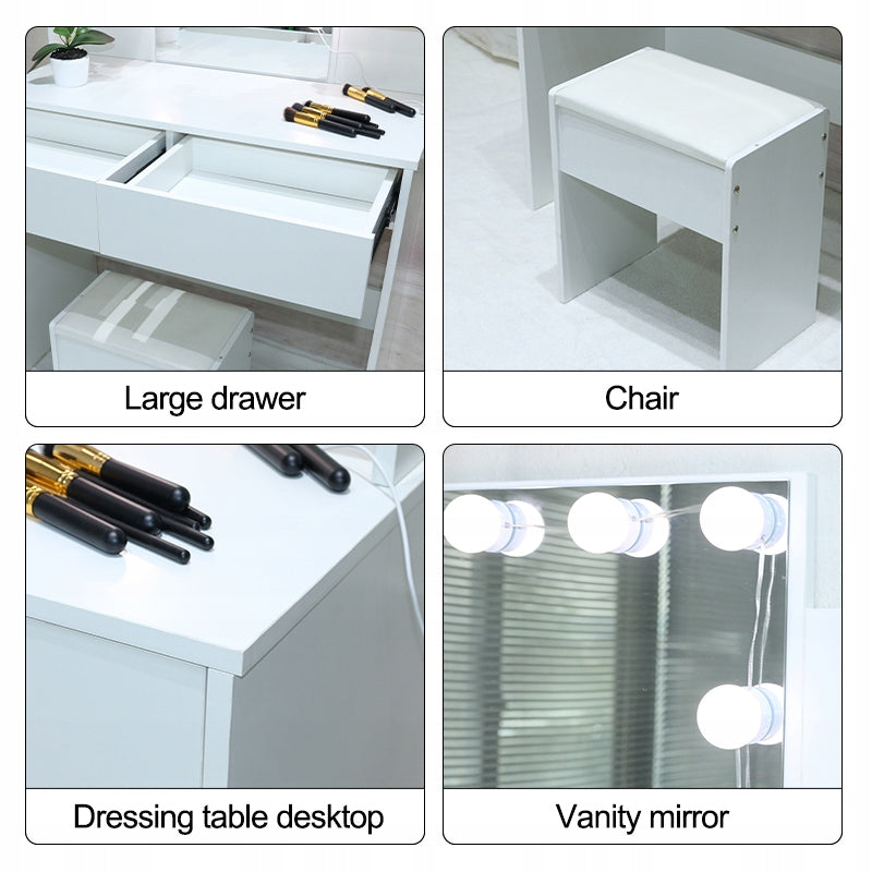 DRESSING TABLE COSMETIC WITH MIRROR CHAIR AND DIMMABLE LED LIGHTING 016 Furniture depth 40 cm