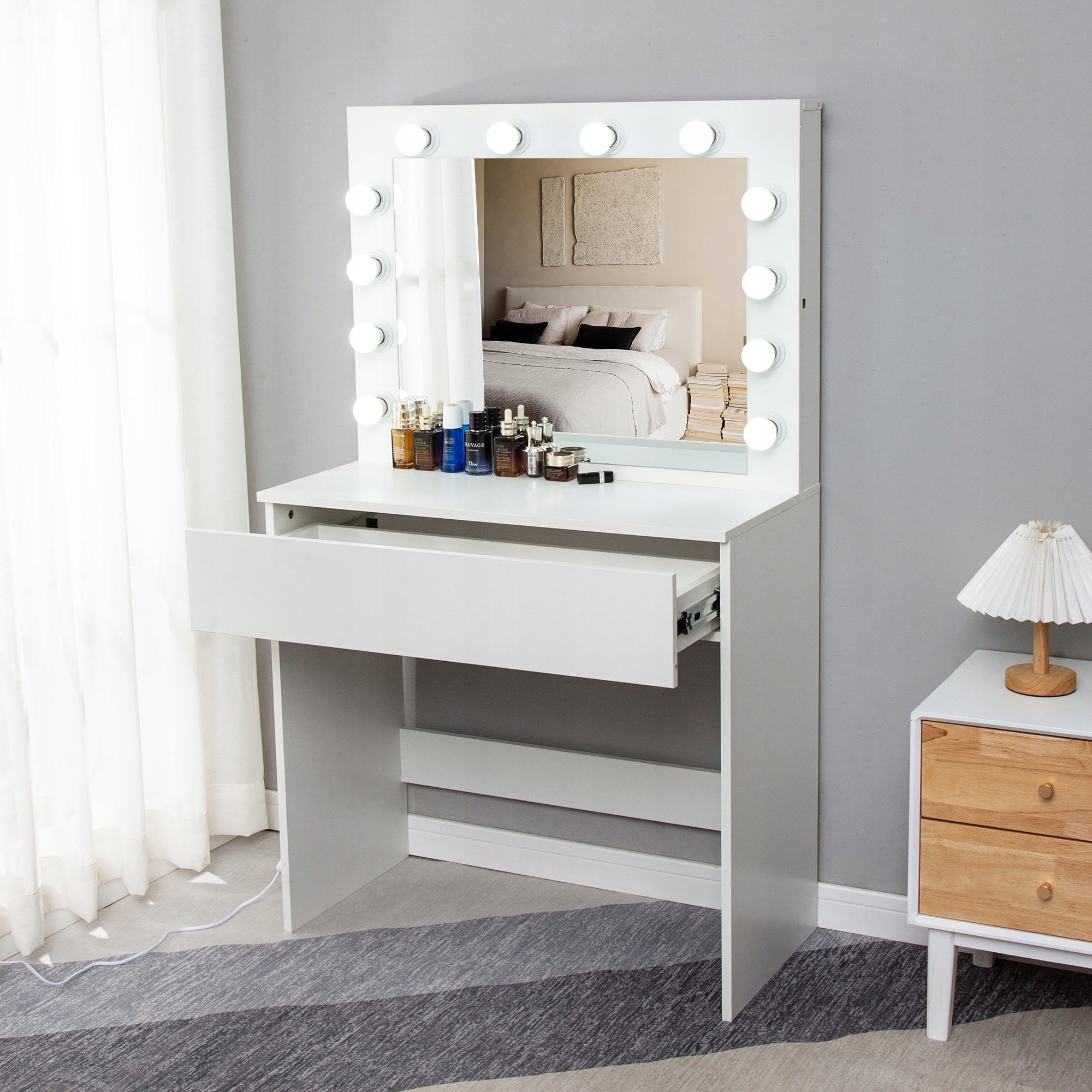 DRESSING TABLE COSMETIC WITH MIRROR LED ELDEN TK010 12 BULBS WHITE HOLLYWOOD Brand no brand