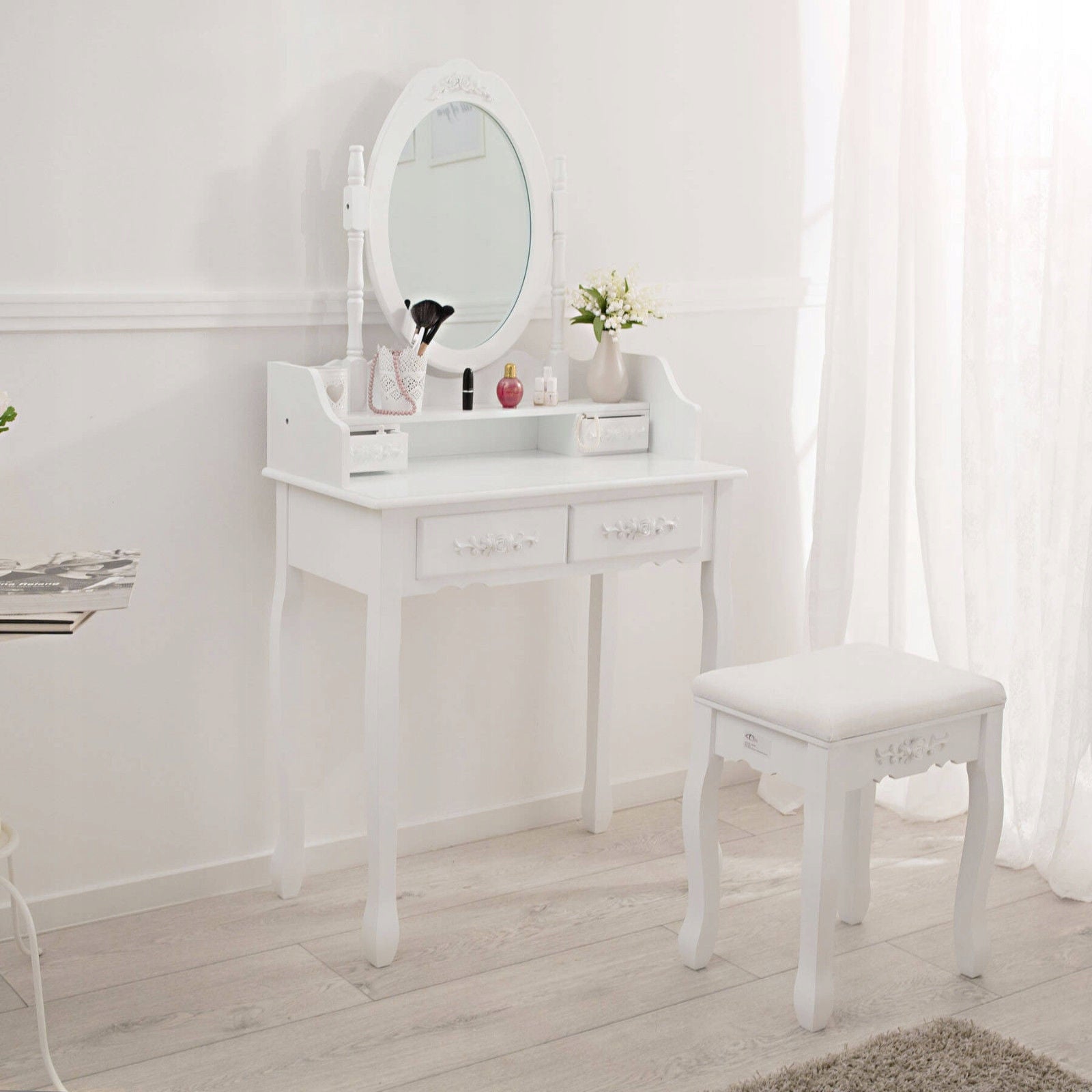 DRESSING TABLE COSMETIC WITH MIRROR WHITE + STOOL EAN (GTIN) 5907745912474