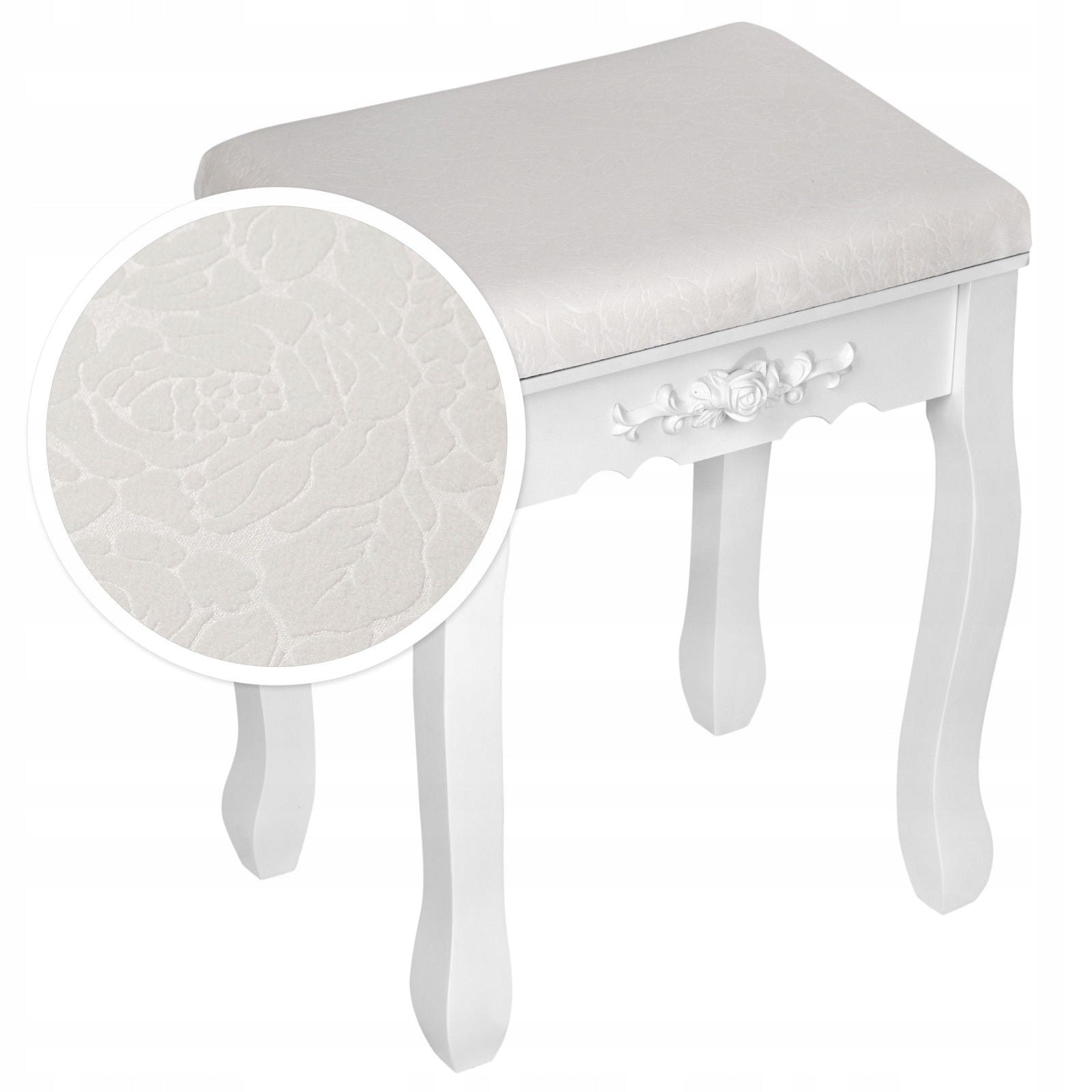 DRESSING TABLE COSMETIC WITH MIRROR WHITE + STOOL Furniture depth 40 cm