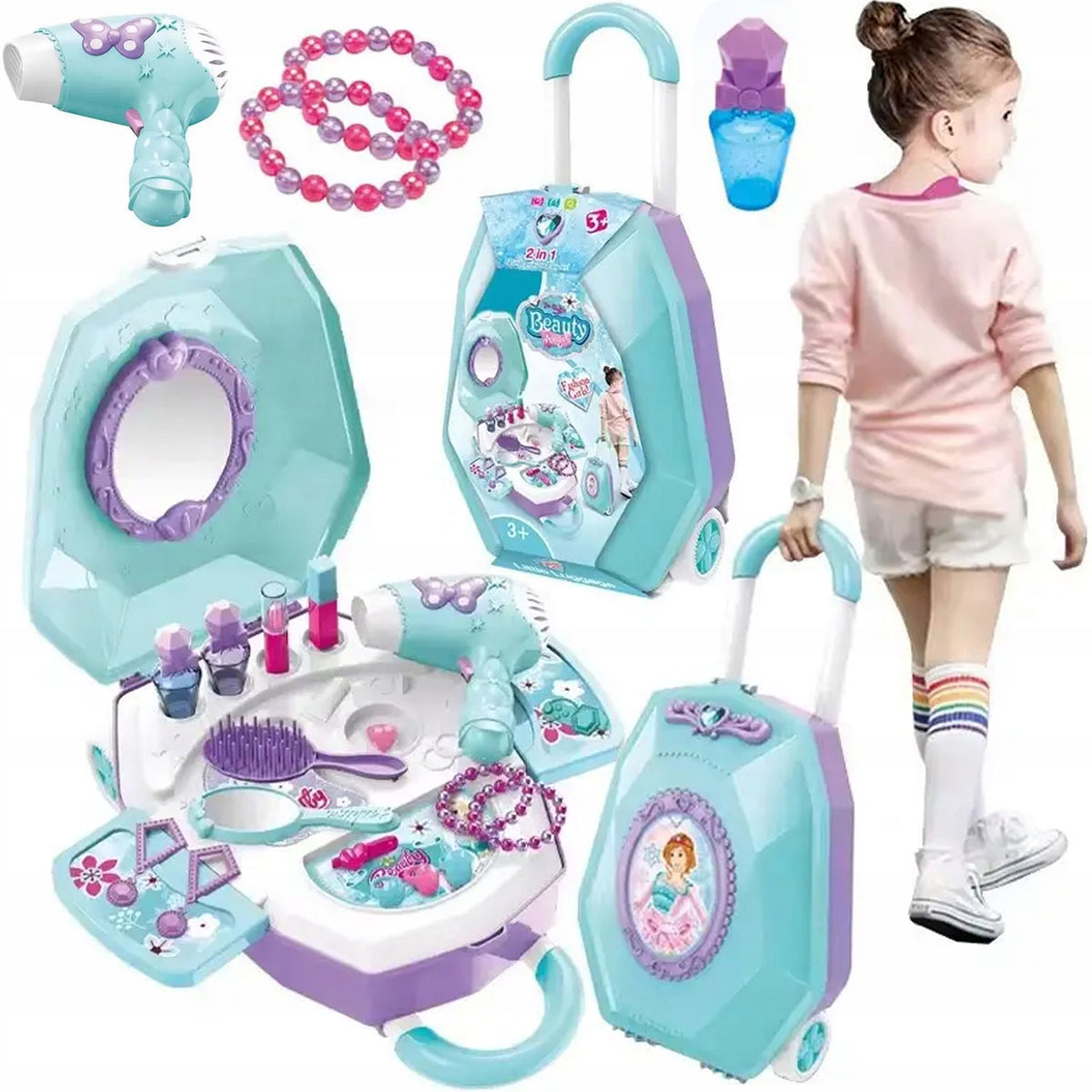 DRESSING TABLE FOR GIRLS 2in1 Cosmetics Jewelry Dryer SUITCASE MATADI