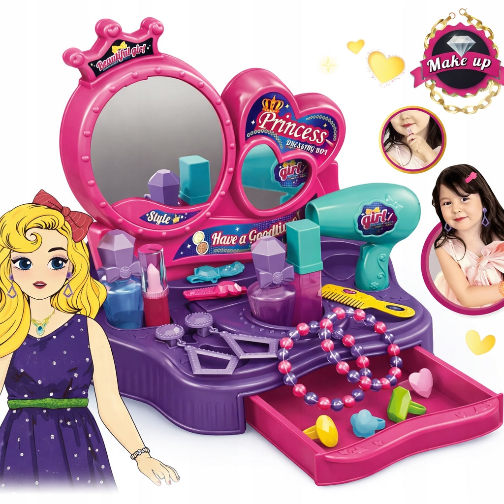 DRESSING TABLE FOR GIRLS BEAUTY SET MAKEUP JEWELRY 18EL AKCESORIA Manufacturer code ZESTAW PIĘKNOŚCI MAKEUP AKCESORIA
