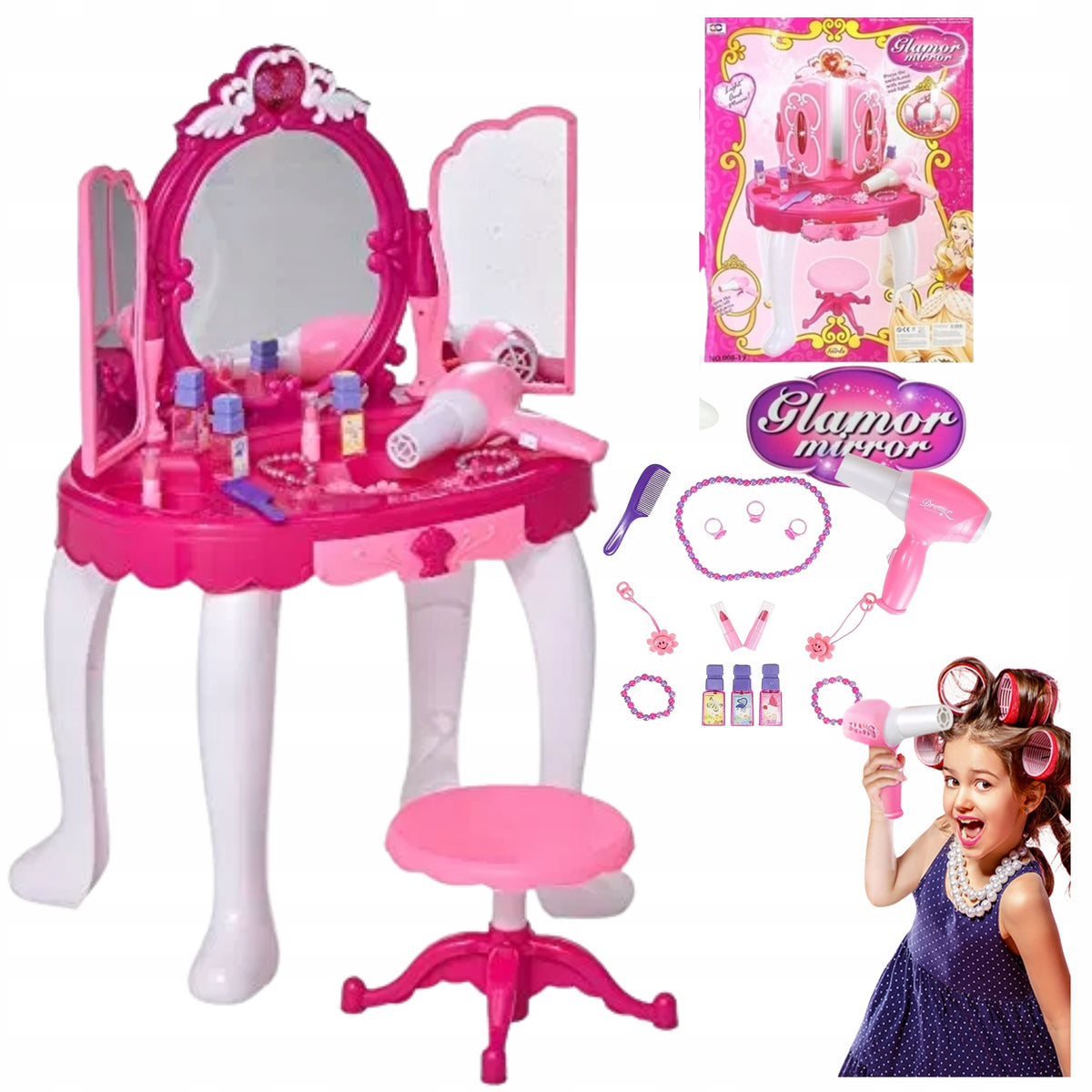 DRESSING TABLE FOR GIRLS MIRROR DRYER ACCESSORIES GIFT FOR CHILD'S DAY Packaging status original