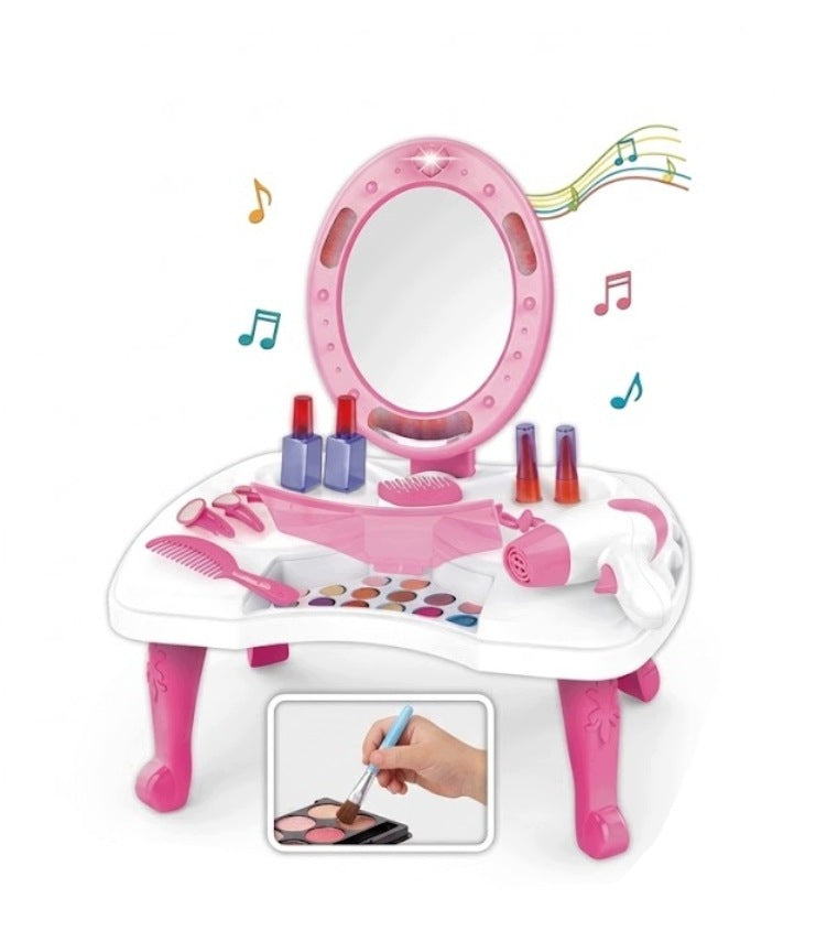 DRESSING TABLE FOR GIRLS PINK WITH MIRROR LIGHT SOUND DRYER