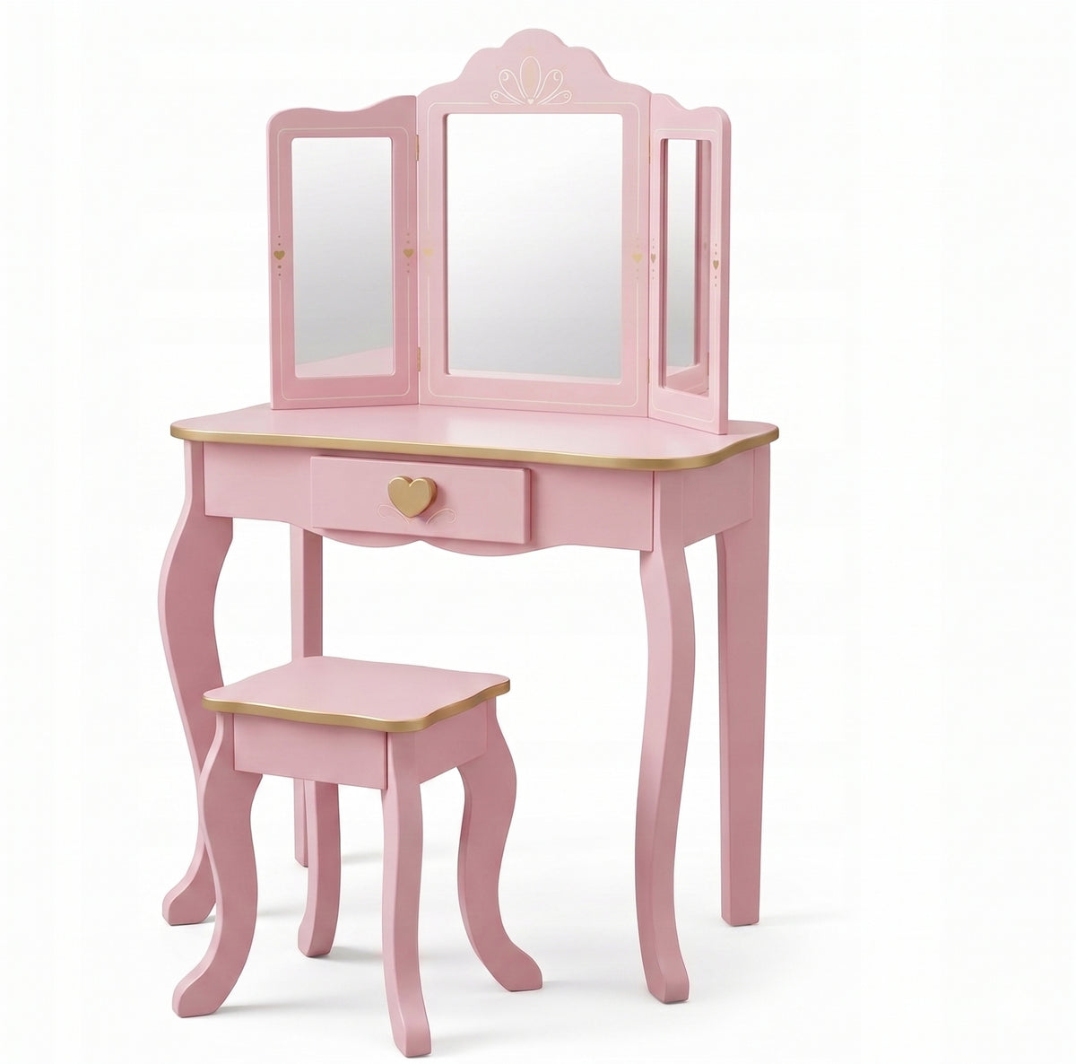 DRESSING TABLE FOR GIRLS PINK WITH MIRROR WITH STOOL LARGE SET