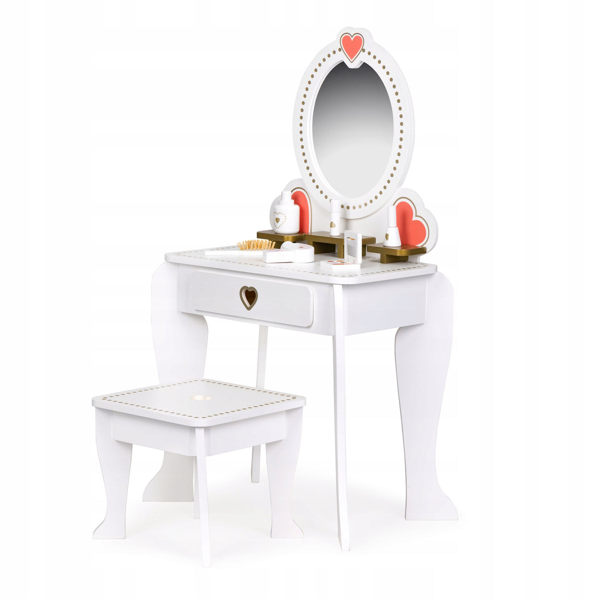 DRESSING TABLE FOR GIRLS WHITE WOODEN WITH MIRROR STOOL ACCESSORIES Brand no brand