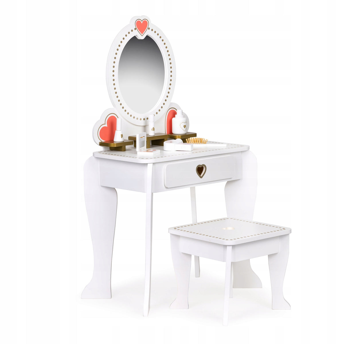 DRESSING TABLE FOR GIRLS WHITE WOODEN WITH MIRROR STOOL ACCESSORIES Packaging status original