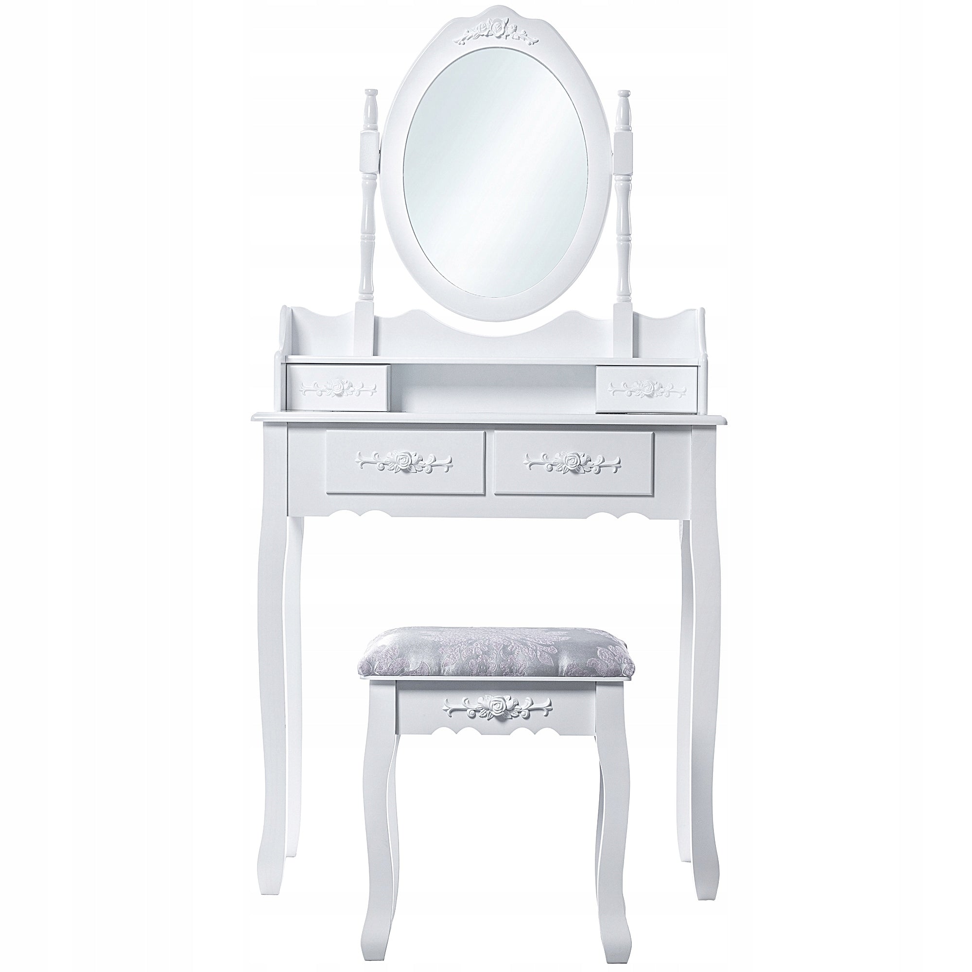 DRESSING TABLE MAKEUP BAG WITH MIRROR + STOOL WHITE 75x147cm