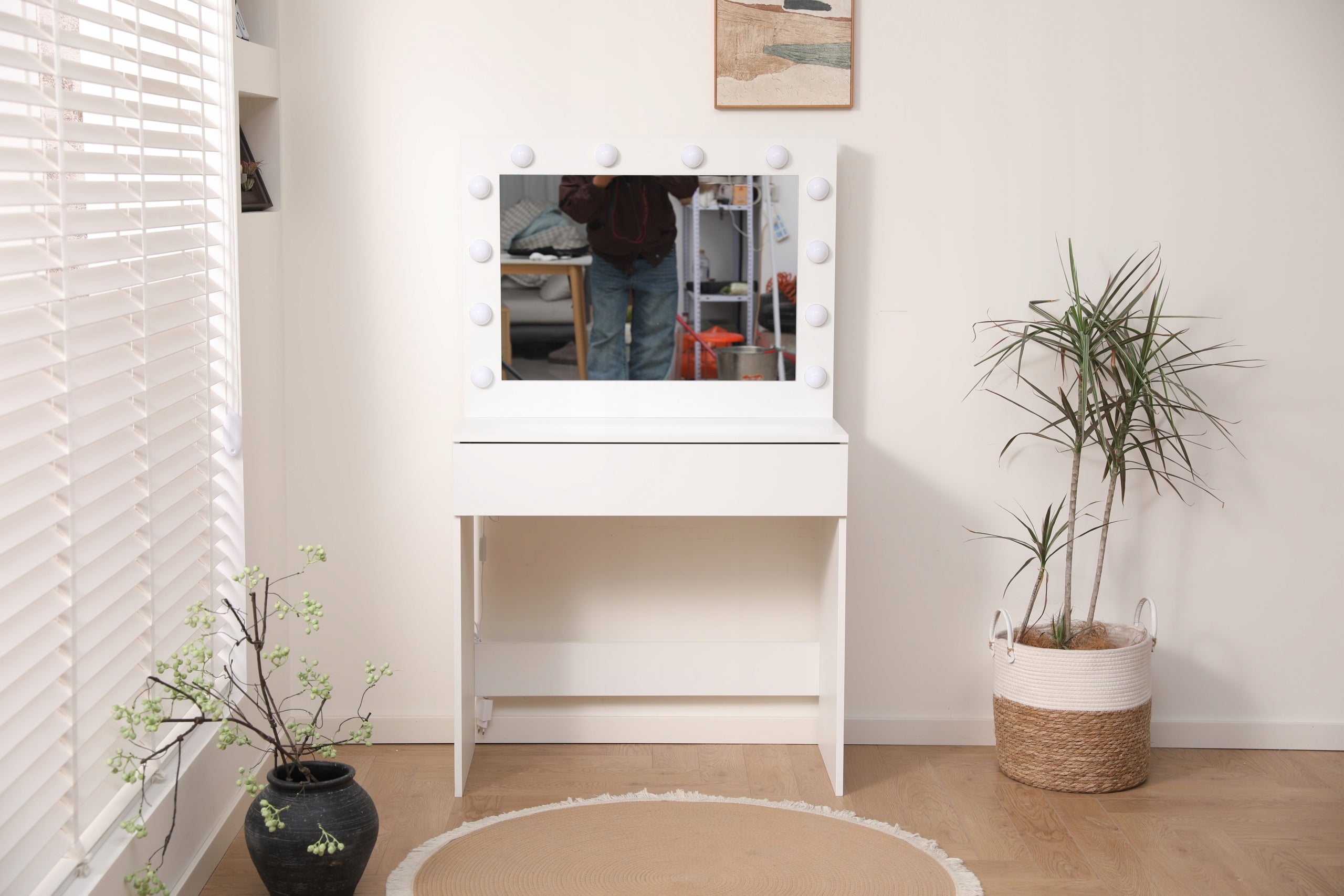 DRESSING TABLE MIRROR DT09 LED 3 COLORS LIGHT LARGE MIRROR DRAWER WHITE Manufacturer code DT09