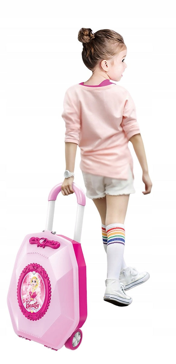 DRESSING TABLE ON WHEELS COSMETICS JEWELRY DRYER MIRROR SUITCASE LIVING ROOM PIA Kid's age 3+ years