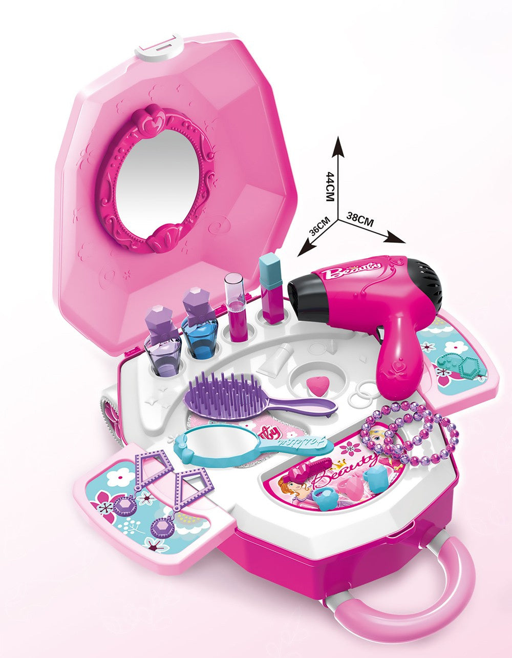 DRESSING TABLE ON WHEELS COSMETICS JEWELRY DRYER MIRROR SUITCASE LIVING ROOM PIA Manufacturer code 0775