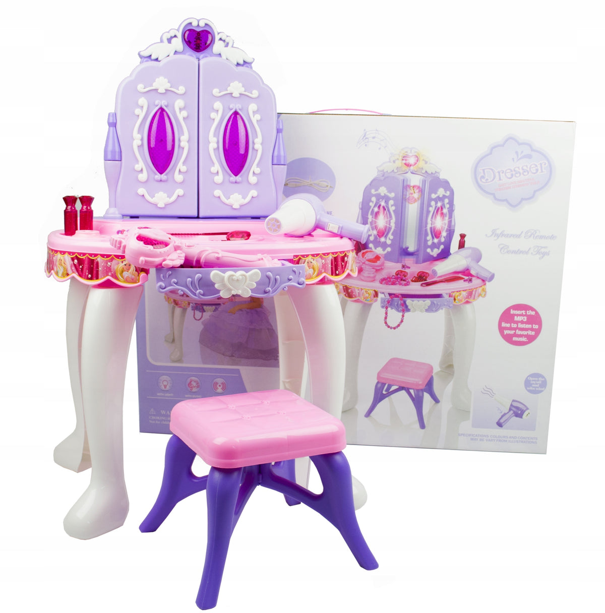 DRESSING TABLE WITH MAGIC MIRROR OPENED WITH A WAND ACCESSORIESSTOOL Packaging status original
