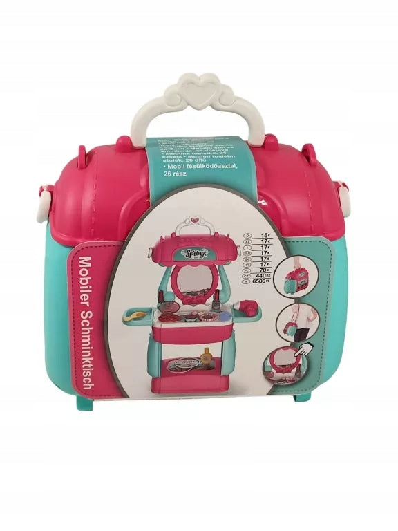 DRESSING TABLE WITH MIRROR FOR GIRLS CHILDREN'S FOLDING SUITCASE CHEST Kid's age 3+ years