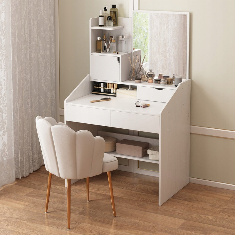 DRESSING TABLE WITH MIRROR WHITE FOR GLAMOUR MAKEUP WITH DRAWERS SCANDINAVIAN STYLE EAN (GTIN) 5904890427112