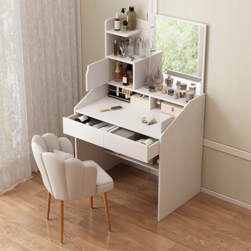 DRESSING TABLE WITH MIRROR WHITE FOR GLAMOUR MAKEUP WITH DRAWERS SCANDINAVIAN STYLE Furniture color white