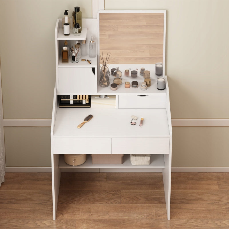 DRESSING TABLE WITH MIRROR WHITE FOR GLAMOUR MAKEUP WITH DRAWERS SCANDINAVIAN STYLE Furniture depth 40 cm